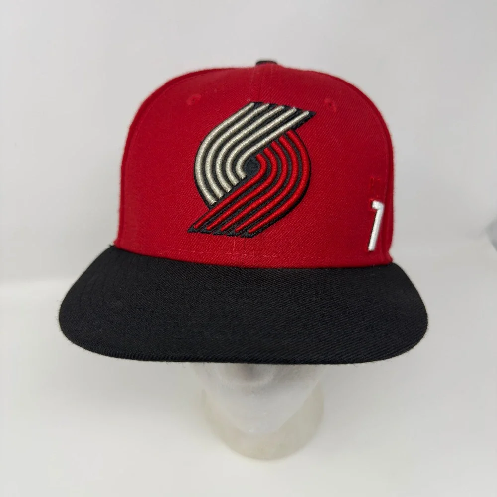 Vtg New Era 59FIFTY Portland Trail Blazers Brandon Roy 7 Fitted Hat Red Black 7